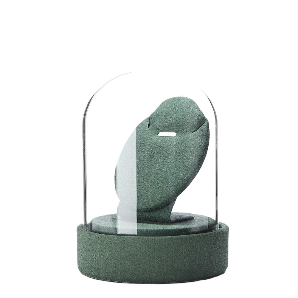 CJHFR472SG Jewelry Organizer Stands Glass Jewelry Display Case Dustproof Organizer for Necklaces Holder Jewelry Display Stand(Green)