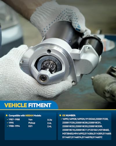 Image of PHILTOP Automotive Starter Compatible with 1988-1994 D21 2.4L RWD, 1995 Pickup 2.4L RWD, 1987-1988 Van8 Tooth for 16992N