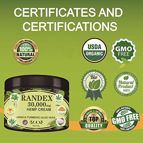 Randex 30000Mg Organic Hemp Cream, Natural For Sore Muscles, Stiff Joints, And Aching Knees, Shoulders, Or Body, Extra Strength #TOP4