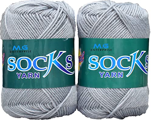 Image of M.G ENTERPRISE Nylon Steel GreyCrochet Yarn 200 Soft Wool Thread for Knitting and Handmade Craft