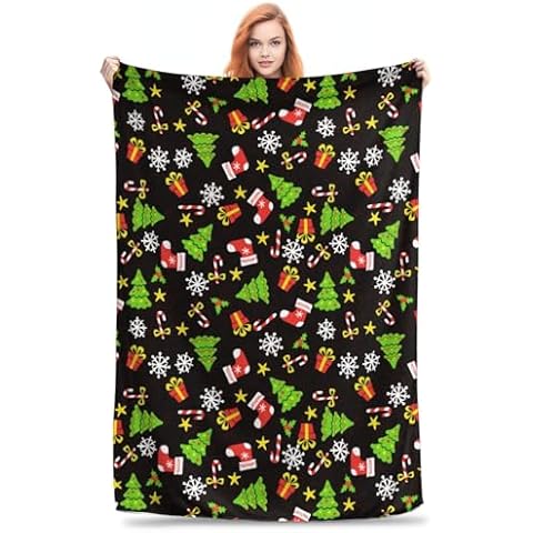 uthgxiu Christmas IHoliday Pattern Throw Blanket Fleece Blanket for Sofa Chair Bed Living Room Funny Christmas Decoration and Blanket Gift All Season 60"x50" Cover