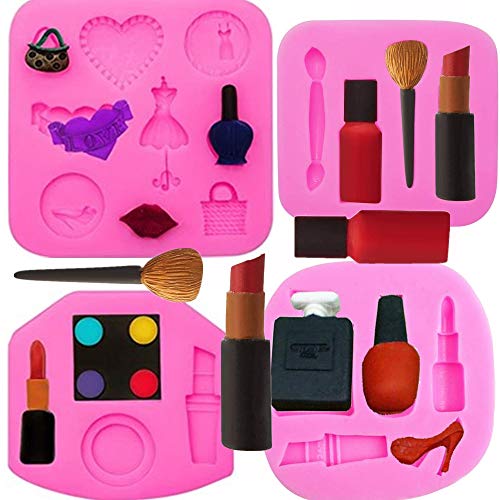 Themed makeup tools silicone mold cosmetics lipstick high heels nail polish perfume decorative silicone mold design cake mold chocolate pudding candy jelly soap cake cupcake supplies