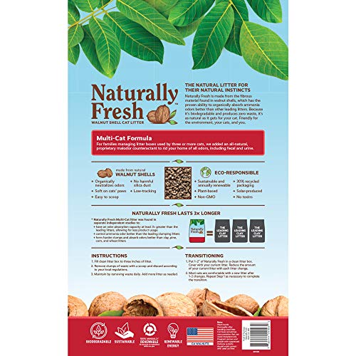 Natural Walnut Cat Litter - Quick-Clumping, Unscented, Multi Cat - 26 lb