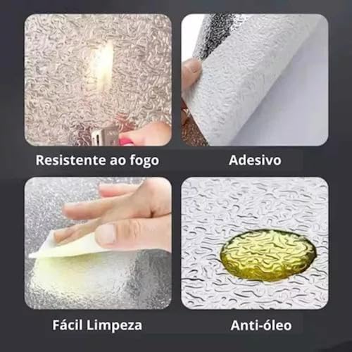 Forro Manta Impermeável Anti Gordura Adesiva Alumínio Armário Gaveta Cozinha Banheiro Á Prova De Óle