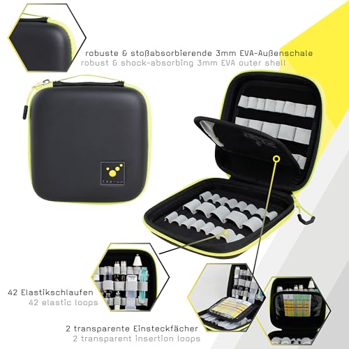 tee-uu AMPUSAFE XL | 16 x 5,5 x 16 cm | 42 Elastikschlaufen in Zwei Größen (schwarz)