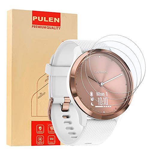 PULEN [3-Pack] for Garmin Vivomove HR Screen Protector, HD Clear Anti-Scratch Anti-Fingerprint Easy Installation Tempered Glass for Garmin Vivomove HR