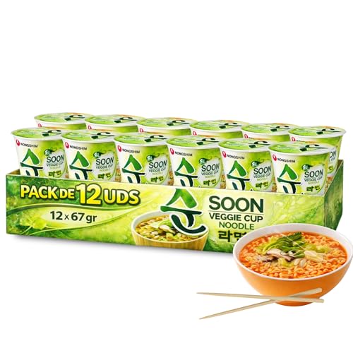 Ramen Verdura Nongshin, Fideos Instantáneos Nong Shim Shin Ramyun, Instant Noodle Ramen Corea, Original Coreano, Agrega agua caliente y cocina por 5 minutos, Contiene 12 unidades de 67 g