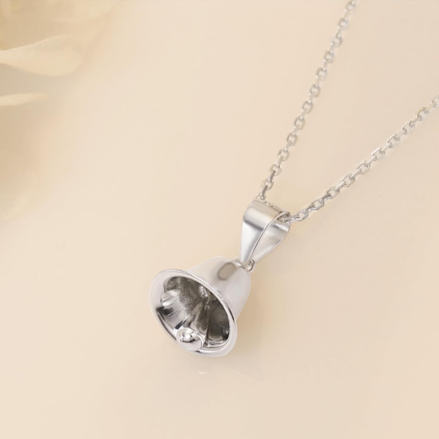 Sterling Silver Shiny 3D Jingle Bell Pendant Charm Belcher Chain Necklace