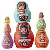 AwnsIMfreien Matroschka-Puppen, russische Puppen für Kinder, 8 Stück, stapelbar, für Kleinkinder, niedliche russische Holzpuppe, pädagogische Cartoon-Matroschka-Puppe (zufällige Farbe)