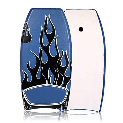GRR Body Board, Lightweight Portable Durable Adult Top Body Surfing Handboard with Wrist Leash | EPS Core | HDPE Smooth Bottom-Water Sports/Swimming/Water Park,Blue