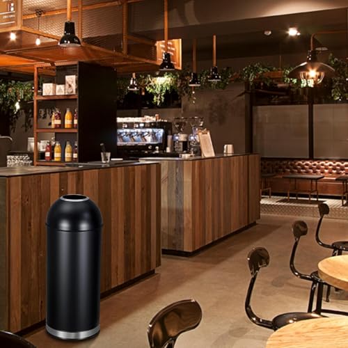 Image of 65L /17 Gallon Heavy Duty Stainless Steel Tall Commercial /Kitchen Trash Can, Round Open Top Waste Bin for Indoor and Outdoor, Durable Garbage Bin for Home Office Restaurant