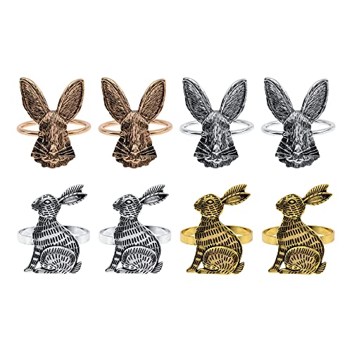 8 Pieces Easter Napkin Rings Cute Bunny Ears Napkin Ring Rustic Rabbit Ear Napkin Rings Holder Serviette Buckles Home Table