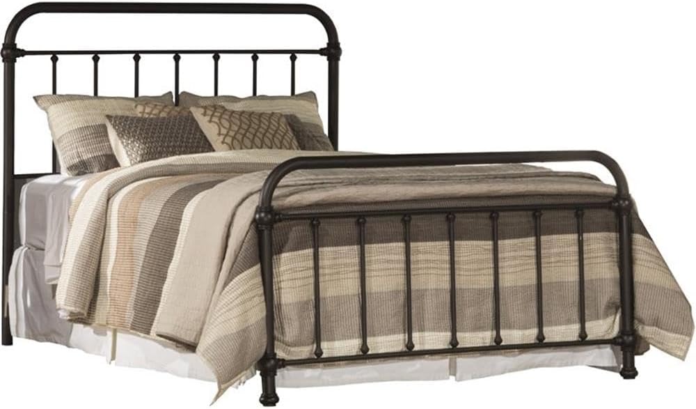 BOWERY HILL Full Metal Spindle Panel Bed, Dark Bronze Finish, 50.5" H x 55" W x 76.75" D, Sturdy Construction with Rounded Castings, Includes Bed Frame, Farmhouse Style for Master or Guest Bedroom