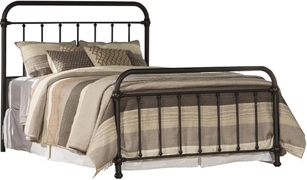 BOWERY HILL Full Metal Spindle Panel Bed, Dark Bronze Finish, 50.5 H x 55 W x 76.75 D, Sturdy Construction with Rounded Castings, Includes Bed Frame, Farmhouse Style for Master or Guest Bedroom