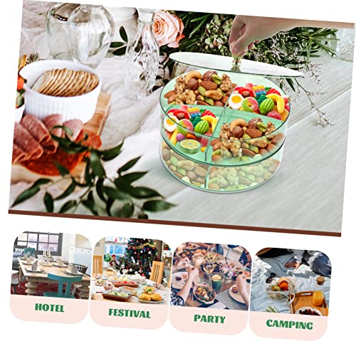 STOBAZA 2 Pçs Organizador De Frutas Biscoitos De Frutas Tampa Dupla Com Bandeja Tigelas Lanches Comp