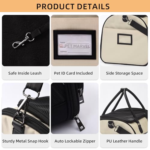 PET MARVEL Cat Carrier Soft Sided for Small Medium Cats Puppy up to 15 Lbs, Airline Approved Mesh Pet Travel Bag, Breathable Bite-Resistant Fabric with Removable Washable Mat - Thumbnail 3