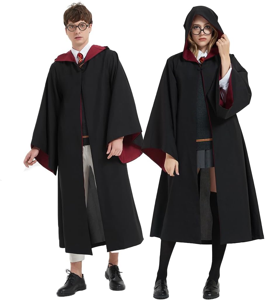 Guturris Teens Magical Robe Four Styles Wizard Magic Cloak Witch Magical Hooded Cape Men and Women School Cosplay Outfit