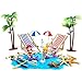 GuKKK Strand-Mikrolandschaft, 18 Stück Geburtstagsgeschenk Miniatur Dekoration, Mini Liegestuhl Meerjungfrau Dekoration Deko Strand Palme Blauer Sand Schwimmring Leuchtturm Sonnenschirmen Booten usw