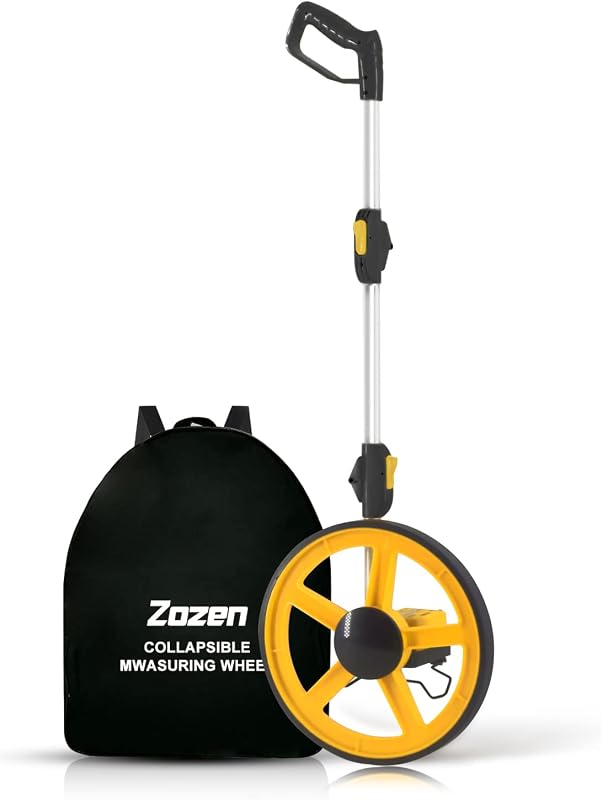 Zozen Distance Measuring Wheel, Imperial, Double Folding Portable Roller | One-Key Reset, Kickstand, Starting Point Arrow, Include Cloth Carrying Bag, [0-9,999 Ft] Measure Wheel , Adapt Various Road