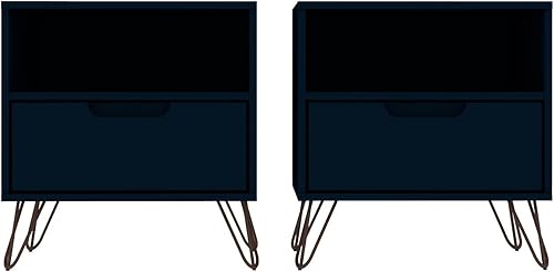 Miniatura 21 de Manhattan Comfort Rockefeller - Mesita de noche con cajones, mesa de noche moderna de mediados de siglo, organizador de almacenamiento y exhibición,