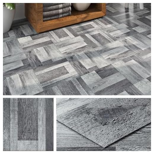 Livelynine 32-Tiles Grey Laminate Wood Flooring Peel and Stick Waterproof Floor Tile Kitchen Bathroom RV Basement Stairs Luxury Vinyl Plank Flooring Dark Gray Wood Vinyl Planks Renter Friendly 12x12
