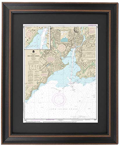 Framed Nautical Map 12371 : North Shore of Long Island Sound; New Haven Harbor- Standard Size. Handmade in USA