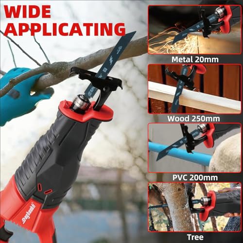 DOGTOOTH 21V MAX Cordless Saber Reciprocating Saw Set or Wood & Metal Cutting, Compatible with Makita 18V Battery, 4*Tool-Free Blades, 2*Li-ion Batteries, Charger thumbnail 7