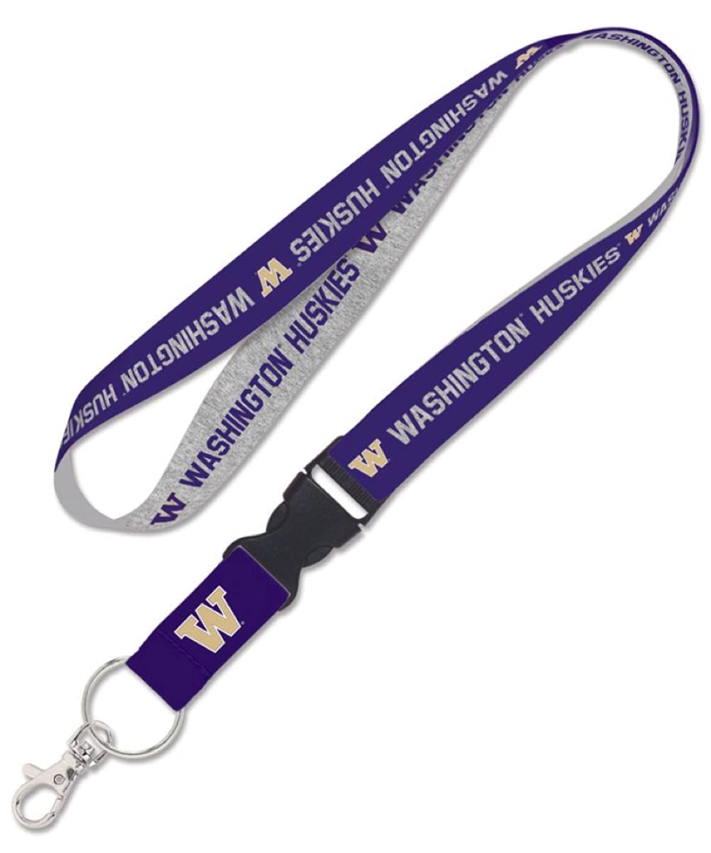 CaseysUniversity Washington Huskies Lanyard with Detachable Buckle 1" Width - Heathered/Jersey Print