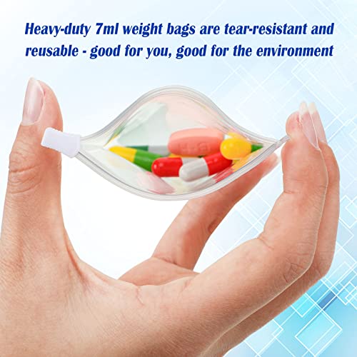 Image of Zonon 24 Pieces Pill Pouch Bags Zippered Reusable Pill Baggies Clear Plastic Bags Self Sealing Travel Medicine Organizer Storage with Slide Lock for Cod Liver Oil, and Small Items