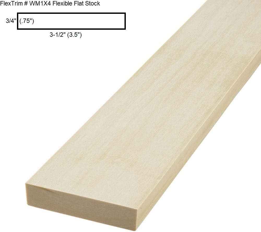 FLEXTRIM #1X4 Flexible Flatstock: 3/4" x 3-1/2" x 12 feet Long for Arched jambs, Arched Casings, Curved Base molding - Made in The USA