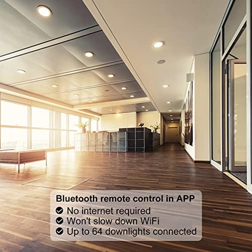 SikSog Smart Recessed Lighting12W 4 inch LED Downlight,RGB Colour Changing and Warm White 2700K Recessed Ceiling Light,Dimmable by Bluetooth Control - 6 Packs