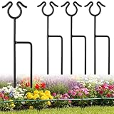 HolyMaji 14 inch Garden Hose Guide Spike, 4 Pack Metal Hose Guides for Garden Heavy Duty Rustproof Coated Stake Keeps Water Hose Out of Flower Beds for Outside Lawn & Yard Plant Protection (Black)