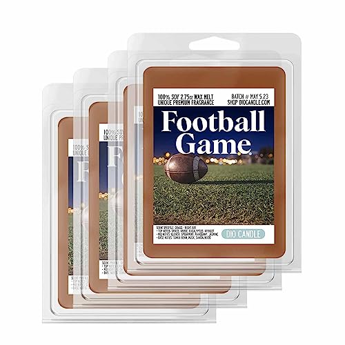 Football Game Scented Wax Melts - Smells Grass - Night Air - 100% Naturally Vegan Soy and Premium Fragrance | Great Gift | Handmade in Denver, Colorado (4 Pack Wax Melts)