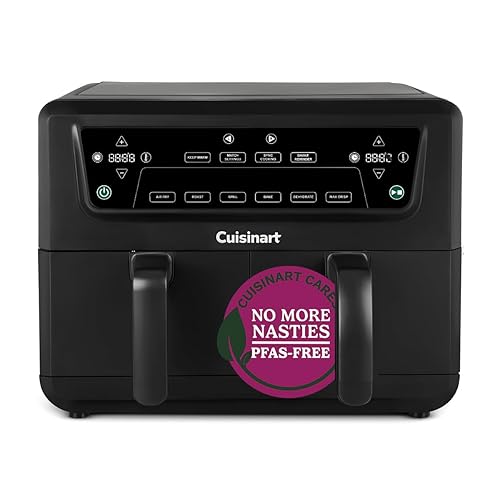 Cuisinart XXL10.4L Air Fryer with 2 x 5.2L Drawers |PFAS Free|Chemical-free cooking | Air Fry, Roast, Grill, Bake, Dehydrate, Max Crisp, Keep Warm | Dual Zones - cook 8+ portions|Dishwasher Safe - Dual Draw 10.4L - Dual Black