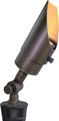 Vista 24 de MALORY Paquete de 6 focos de paisaje de latón con kit de bombillas MR16 (S04), bajo voltaje de 12 V CA/CC, luces de patio exteriores ajustables