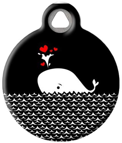 Dog Tag Art Sea Creatures Custom Pet ID Tag for Dogs and Cats, Personalized Dog Tag with Customized Identification, Heart Whale, Small (7/8" Diameter)