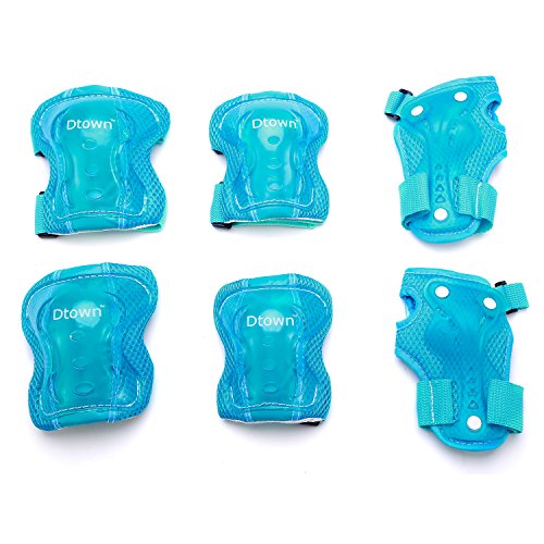 Dtown Kids Knee Pads Toddler Elbow Pads Wrist Guards 3 in 1 Protective Gear Set for Inline Roller Skates Bike Scooter