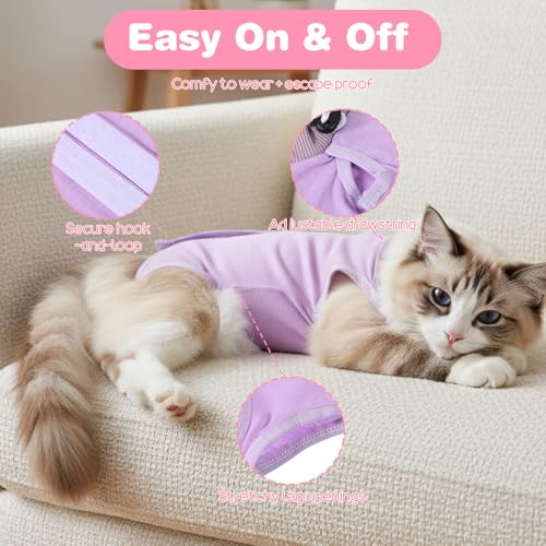 Elegaperma 2 Stück Weich Kastrationsbody Katze, Katzenbody Nach Op, Professioneller Body Katze Nach Op mit Bauchschutz, Katzen Anzug für Operationen wie Kastrationen, Wundversorgung (Größe M, Rosa)