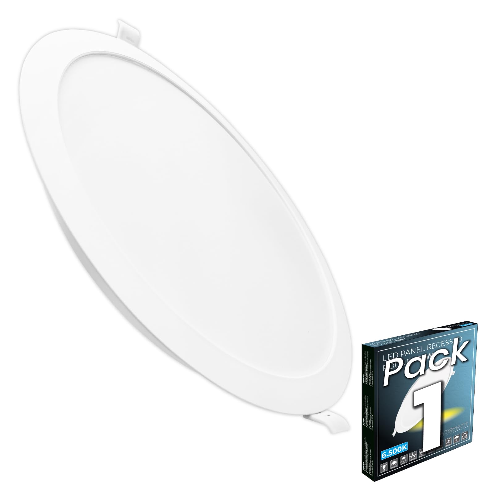 LED ATOMANT Downlight LED Panel Redondo 220mm 18W, Color Blanco Frio (6500K), Corte 190-205mm, 1650 lumenes, Driver integrado, Para Techo Cocina Baño