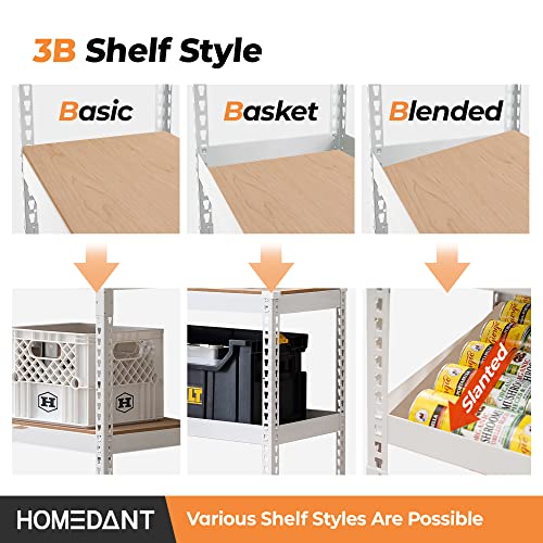 Homedant 5 Tier Laminated White Metal Shelving Unit Adjustable Garage Storage Utility Rack Heavy Duty Shelves Organization Shelf Basement Shed Kitchen Closet Pantry 35.9" W X 16.2" D X 71.3" H 1Pack #TOP4