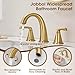 JABBOL Gold Bathroom Faucet,Brushed Gold Bathroom Faucet,Brass Sink Faucets,Bathroom Faucet 3 Hole Brushed Nickel，with Pop Up Drain Supply Hose for Vanity,Lavatory RV Farmhouse