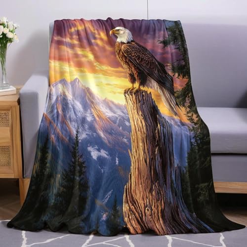 Sonnenuntergang Kuscheldecke Fleecedecke Decke 130x170 cm Tier Adler Wohndecken Couchdecke Flauschig Überwurf Mikrofaser Tagesdecke Sofadecke Für Bett Sofa Schlafzimmer Büro