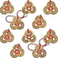 Chinesische Glücksmünzen, Feng Shui Münzen I-Ching Münzen Chinesische Münzen Glücksmünzen Feng Shui Ching Münzen Traditionelle Münzen mit roter Schnur für Reichtum und Erfolg,5 Style(10)
