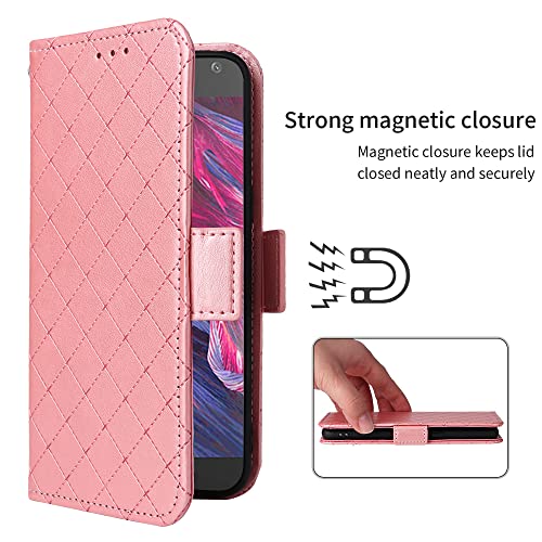 Compatible With Motorola Moto X4 Wallet Case Wrist Strap Lanyard And Leather Flip Card Holder Cell Accessories Phone Cover For Motox4 X 4Th Generation 4X 4 Gen Android One Xt1900-1 Women Men Pink #TOP4