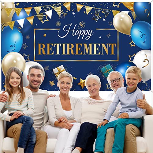 Image of Blulu Retirement Party Decorations,72.8 x 43.3 Inch,Blue Gold