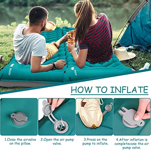 MULEVIP Isomatte Camping,Selbstaufblasende Luftmatratze,Isomatte Camping Selbstaufblasend mit Kissen,mit Fußpresse Pumpe-Verdickt Wasserdicht-Faltbar-Schlafmatte für Wandern Reisen Backpacking Strand