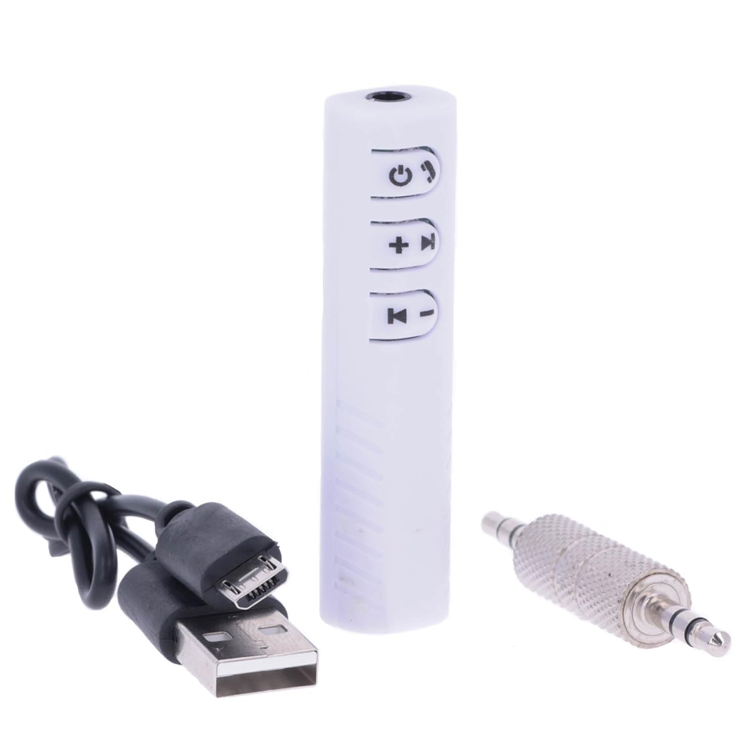 Manos Libres Bluetooth 4.1 Inalámbrico, Adaptador con Micrófono y Salida Auxiliar Jack de 3.5mm para Audio Coche, Móvil... Blanco