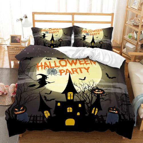 Housse de couette 220x240 Halloween lit microfibre doux anti plis literie