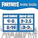 Fortnite Boys Socks, 6 Pack Kids Ankle Socks for Boys, Boys No Show Socks, Fortnite Ankle Socks for Boys Fortnite Patterns