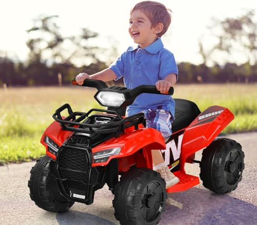 FANTASK Elektro Kinderquad Rot 2 km/h, 6V Mini Elektroquad mit Musik, Hupe und LED Scheinwerfer, Kinder Quad mit Stauraum, für Kleinkinder ab 18 Monaten – Bild 3